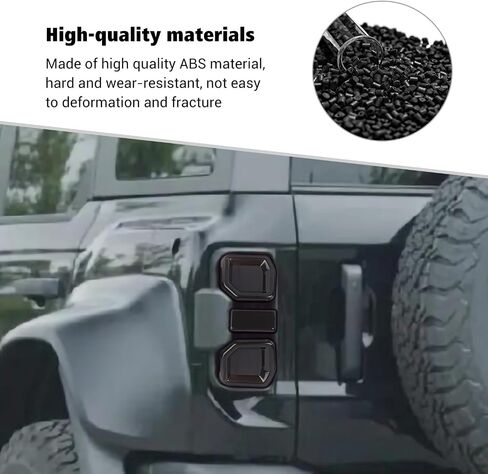 غطاء مصباح تحذير للباب الخلفي من Voodola لسيارة Ford Bronco Raptor غطاء مصباح أسود دخاني لسيارة Ford Bronco Raptor 2021-2023 (ABS، 6 قطع/مجموعة، أسود دخاني) in Saudi Arabia