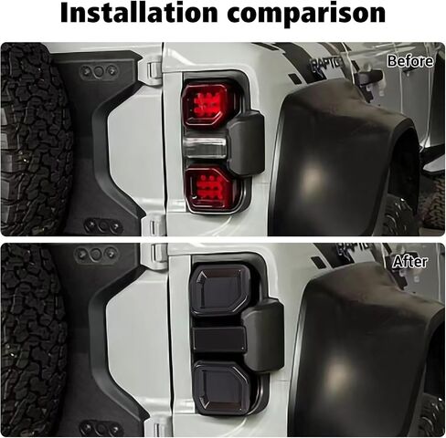 غطاء مصباح تحذير للباب الخلفي من Voodola لسيارة Ford Bronco Raptor غطاء مصباح أسود دخاني لسيارة Ford Bronco Raptor 2021-2023 (ABS، 6 قطع/مجموعة، أسود دخاني) in Saudi Arabia
