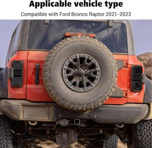 غطاء مصباح تحذير للباب الخلفي من Voodola لسيارة Ford Bronco Raptor غطاء مصباح أسود دخاني لسيارة Ford Bronco Raptor 2021-2023 (ABS، 6 قطع/مجموعة، أسود دخاني) in Saudi Arabia