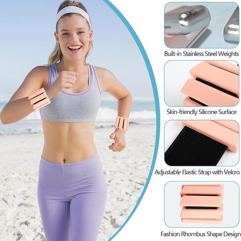 Ankle & Wrist Weights for Women Kids Men - Adjustable Silicone Ankle Weights Set of 2 (1Lb Each), Wearable Arm & Leg Workout Weights Set for Yoga Dance Pilates Cardio Aerobics Walking in Saudi Arabia
