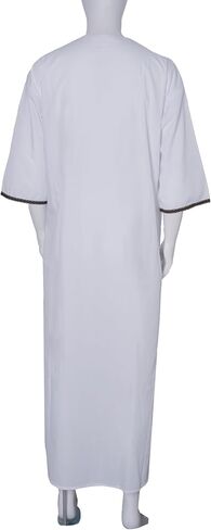 Mens Kaftan Thobe V-Neck Half Sleeve Muslim Robe Dubai Long Gown Saudi Arab Thobe Robes for Summer Beach in Kuwait