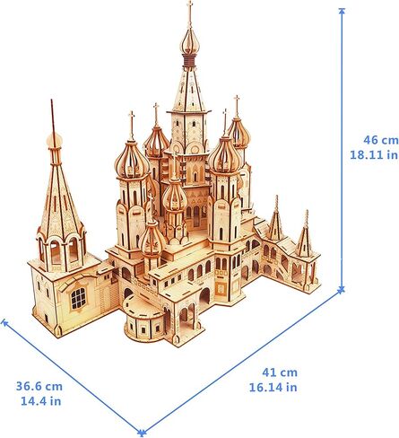 نموذج معماري لغز ثلاثي الأبعاد، لغز من الخشب الفاخر، لعبة مكعبات معمارية مشهورة عالميًا، مجموعات نماذج بناء الكنيسة، لعمر 15 عامًا فما فوق، مجموعات ديكورات المنزل للبالغين، تحدي للبالغين (569 قطعة) in Kuwait