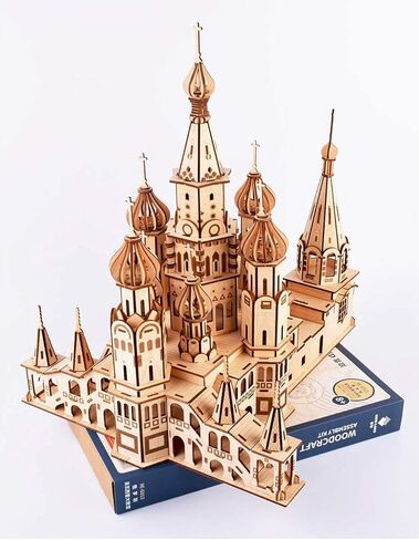 نموذج معماري لغز ثلاثي الأبعاد، لغز من الخشب الفاخر، لعبة مكعبات معمارية مشهورة عالميًا، مجموعات نماذج بناء الكنيسة، لعمر 15 عامًا فما فوق، مجموعات ديكورات المنزل للبالغين، تحدي للبالغين (569 قطعة) in Kuwait