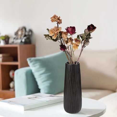 مزهرية سيراميك سوداء، مزهرية زهور، مزهرية سيراميك للزهور، مزهرية لغرفة الطعام، غرفة النوم، غرفة القراءة، ديكور المكتب - 2.7 بوصة طول × 1.8 بوصة عرض × 8.6 بوصة ارتفاع in Kuwait