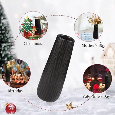 مزهرية سيراميك سوداء، مزهرية زهور، مزهرية سيراميك للزهور، مزهرية لغرفة الطعام، غرفة النوم، غرفة القراءة، ديكور المكتب - 2.7 بوصة طول × 1.8 بوصة عرض × 8.6 بوصة ارتفاع in Kuwait