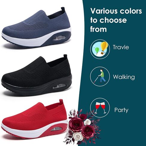 Women's Orthopedic Walking Sneakers, Breathable Mesh Platform Air Cushion Shoes for Nursing, Casual and Walk a dog in Saudi Arabia