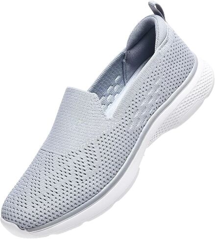 poemlady Lightweight Slip on Walking Tennis Shoes Breathable Casual Athletic Running Workout Sneakers A/Gray in Saudi Arabia