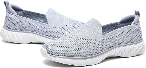 poemlady Lightweight Slip on Walking Tennis Shoes Breathable Casual Athletic Running Workout Sneakers A/Gray in Saudi Arabia