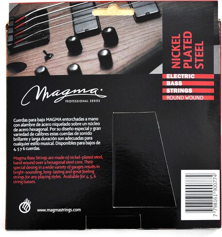 Magma Electric Bass Strings Medium - Nickel Plated Steel Round Wound - Long Scale 34" 5 Strings Set, .045 - .130 (BE175N) (1 Set) in Saudi Arabia