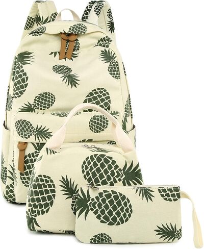 حقيبة ظهر مدرسية للفتيات المراهقات خفيفة الوزن من القماش وحقائب كتب للأطفال مع مجموعة صندوق الغداء in Kuwait