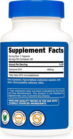 Nutricost CoQ10 Capsules (60 Servings, 400 mg Per Serving) - Better Absorption, Gluten Free, Non-GMO in Saudi Arabia