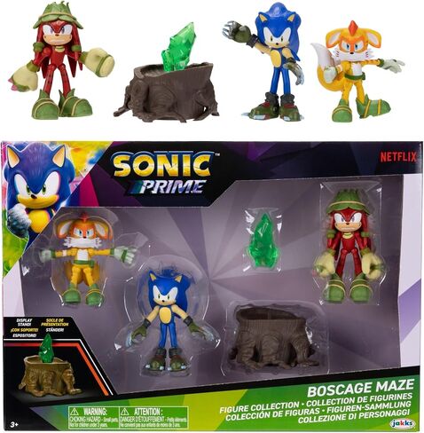 Sonic Prime 2.5-inch Action Figures Bos Cage Maze Themed 5 Pieces: Sonic, Gnarly Knuckles, Mangey Tails, Tree Stump and Green Shard. Ages 3+ (Officially Licensed by Sega and Netflix) in Saudi Arabia