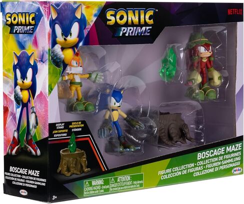 Sonic Prime 2.5-inch Action Figures Bos Cage Maze Themed 5 Pieces: Sonic, Gnarly Knuckles, Mangey Tails, Tree Stump and Green Shard. Ages 3+ (Officially Licensed by Sega and Netflix) in Saudi Arabia