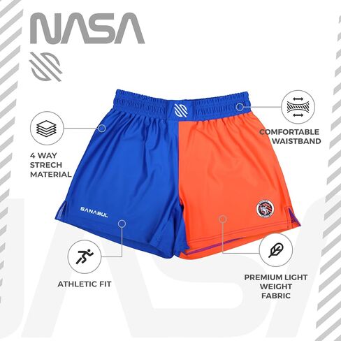 شورت Sanabul Space Collection (برتقالي/أزرق، درزة داخلية 5 بوصة - كبير) in Kuwait
