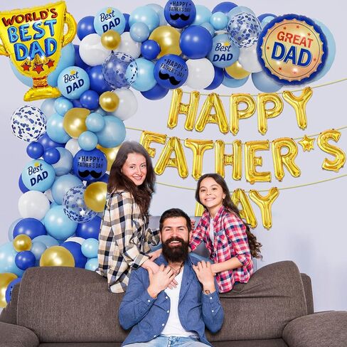 تتضمن مجموعة بالونات ديكورات عيد الأب لافتة بالونات من رقائق الفويل للأب على الإطلاق وبالون مطرقة مفك كهربائي من أجل لوازم تزيين حفلات عيد الأب السعيد (أزرق) in Kuwait