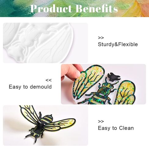3D Silicone Resin Mold, Stitching Epoxy Resin Molds, Bee Resin Mold, for Resin Casting, Home Décor, DIY Resin Mold Create. High Simulation, 5.24x4.61’’ in Saudi Arabia