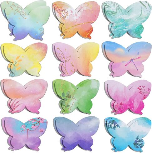480 Sheets Colorful Butterfly Shaped Sticky Notes Watercolor Butterfly Self-Stick Notes Self-Adhesive Note Pads for Office Home Kids Students Roommates Tab Gifts in Saudi Arabia