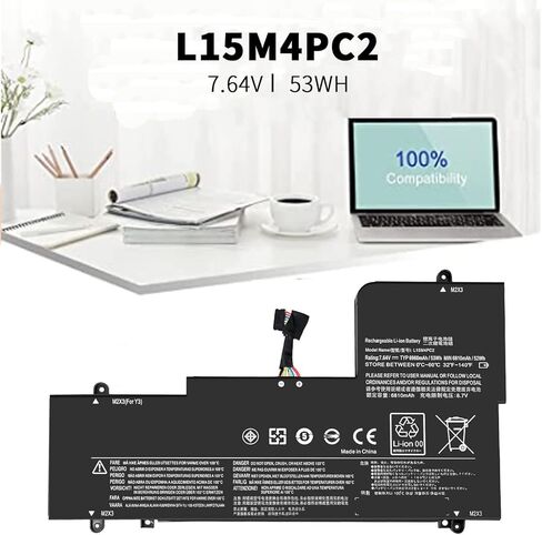 بطارية 53Wh L15M4PC2 L15L4PC2 لجهاز Lenovo Ideapad Yoga 710-15ISK 710-151KB 710-14IKB 710-14ISK 710-15IKB 710-14IKB-80V4 710-15ISK-80U0 710-14ISK-80TY 710-15IKB-80 V5 5B10K90778 5B10K90802 in Kuwait