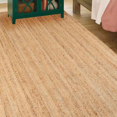 Superior Braided Jute Indoor Outdoor Area Rug, Jute Floor Decor for Patio, Pool Deck, Living Room, Dining Room, Bedroom, Office, Dorm, Kitchen, Entry, Modern Farmhouse Rugs, 2' x 4', Natural Tan in Saudi Arabia