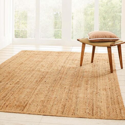 Superior Braided Jute Indoor Outdoor Area Rug, Jute Floor Decor for Patio, Pool Deck, Living Room, Dining Room, Bedroom, Office, Dorm, Kitchen, Entry, Modern Farmhouse Rugs, 2' x 4', Natural Tan in Saudi Arabia