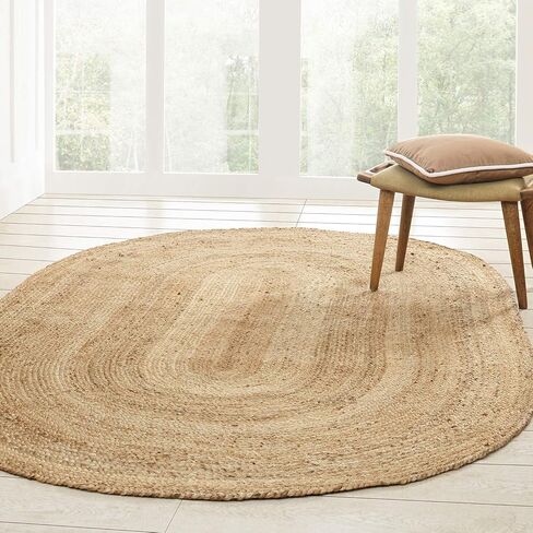 Superior Braided Jute Indoor Outdoor Area Rug, Jute Floor Decor for Patio, Pool Deck, Living Room, Dining Room, Bedroom, Office, Dorm, Kitchen, Entry, Modern Farmhouse Rugs, 2' x 4', Natural Tan in Saudi Arabia