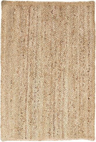 Superior Braided Jute Indoor Outdoor Area Rug, Jute Floor Decor for Patio, Pool Deck, Living Room, Dining Room, Bedroom, Office, Dorm, Kitchen, Entry, Modern Farmhouse Rugs, 2' x 4', Natural Tan in Saudi Arabia