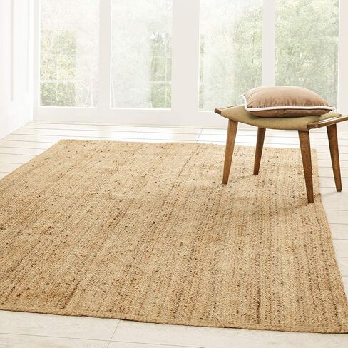 Superior Braided Jute Indoor Outdoor Area Rug, Jute Floor Decor for Patio, Pool Deck, Living Room, Dining Room, Bedroom, Office, Dorm, Kitchen, Entry, Modern Farmhouse Rugs, 2' x 4', Natural Tan in Saudi Arabia