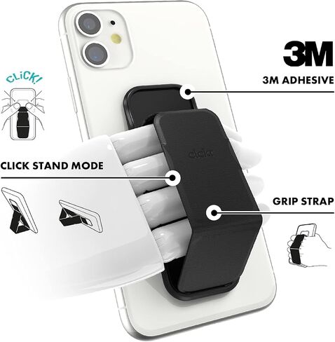 CLCKR Phone Grip and Expanding Stand, Universal Phone Grip Holder with Multiple Viewing Angles for iPhone, Samsung, Phones, Tablets and Many More, Smooth Blue in Saudi Arabia