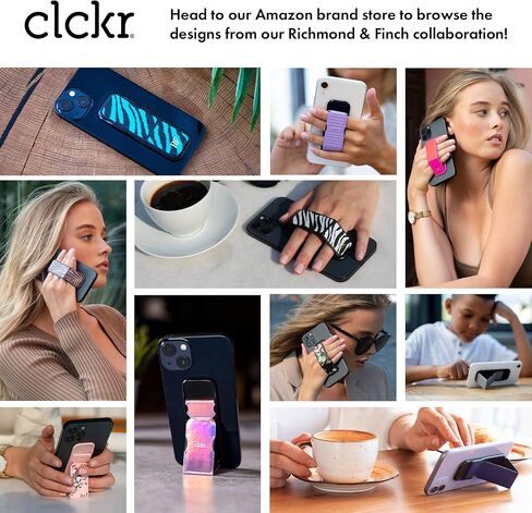 CLCKR Phone Grip and Expanding Stand, Universal Phone Grip Holder with Multiple Viewing Angles for iPhone, Samsung, Phones, Tablets and Many More, Smooth Blue in Saudi Arabia