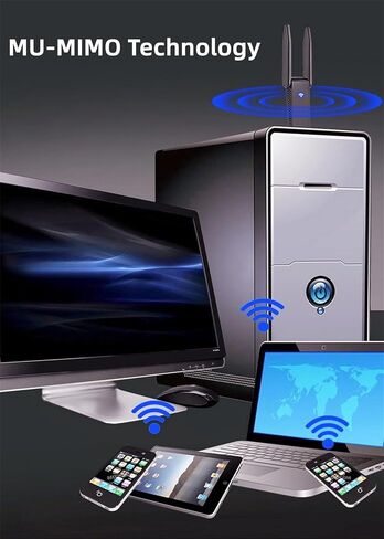 محول WIFI5، محول شبكة لاسلكية WiFi Dongle USB3.0 Ac1300Mbps ثنائي النطاق 5G/2.4G، هوائي مزدوج عالي الكسب 5dBi، يدعم Win/11/10/8/7، Mac OS in Saudi Arabia