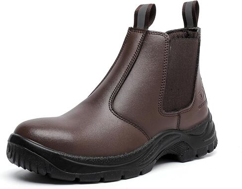 DRKA Men's Steel Toe Work Boots - Slip-Resistant, Waterproof, and Anti-Puncture Safety Chelsea Boots for Working in Saudi Arabia