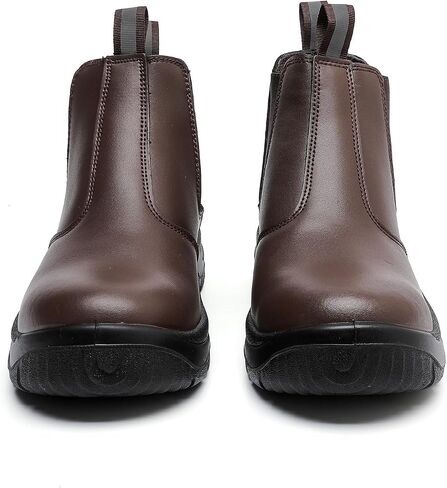 DRKA Men's Steel Toe Work Boots - Slip-Resistant, Waterproof, and Anti-Puncture Safety Chelsea Boots for Working in Saudi Arabia