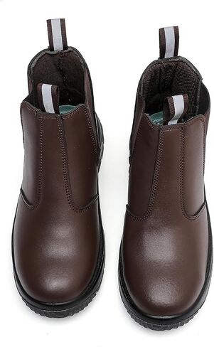 DRKA Men's Steel Toe Work Boots - Slip-Resistant, Waterproof, and Anti-Puncture Safety Chelsea Boots for Working in Saudi Arabia