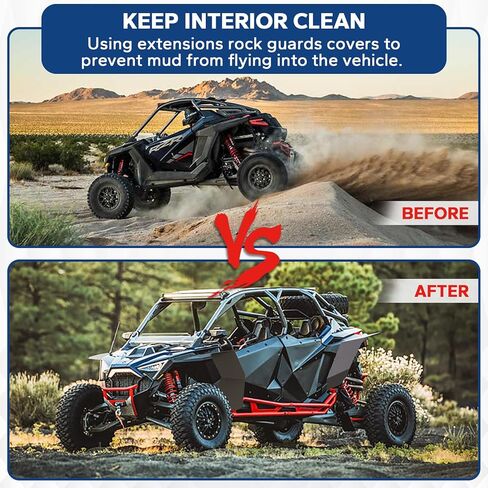 واقيات الطين الممتدة من ELITEWILL RZR PRO XP مناسبة لـ Polaris RZR Pro XP 2020+، RZR Turbo R RZR PRO R 2022+ ملحقات الحاجز الكبيرة واقيات الصخور in Kuwait