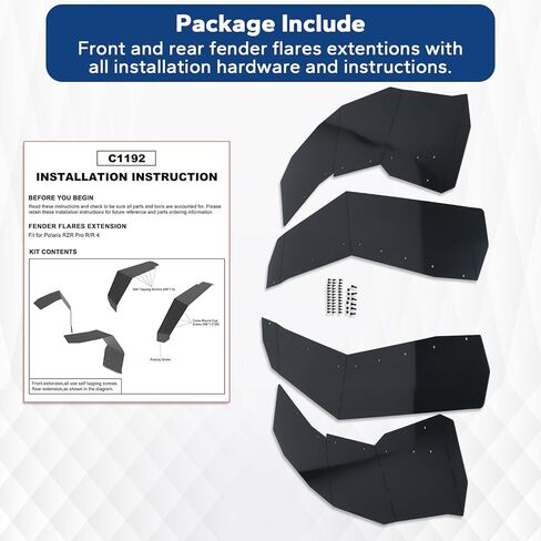 واقيات الطين الممتدة من ELITEWILL RZR PRO XP مناسبة لـ Polaris RZR Pro XP 2020+، RZR Turbo R RZR PRO R 2022+ ملحقات الحاجز الكبيرة واقيات الصخور in Kuwait