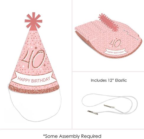 Big Dot of Happiness Pink Rose Gold عيد الميلاد - قبعات مخروطية لحفلات عيد الميلاد السعيدة للأطفال والكبار - مجموعة من 8 (الحجم القياسي) in Saudi Arabia