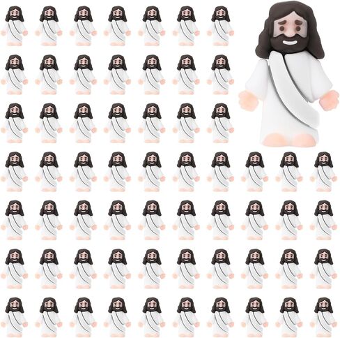 Bememo 100 Pcs Jesus Toys Original Design Mini Rubber Little Jesus Figurine to Hide and Seek Religious Party Favors Sunday School Craft Baptism Gifts for Easter Egg Stuffers(Multicolor) in Kuwait