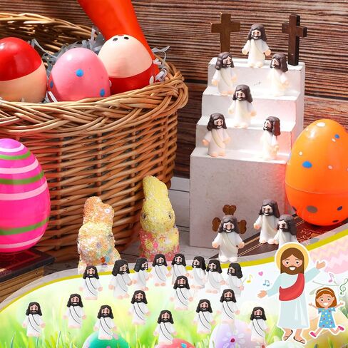 Bememo 100 Pcs Jesus Toys Original Design Mini Rubber Little Jesus Figurine to Hide and Seek Religious Party Favors Sunday School Craft Baptism Gifts for Easter Egg Stuffers(Multicolor) in Kuwait