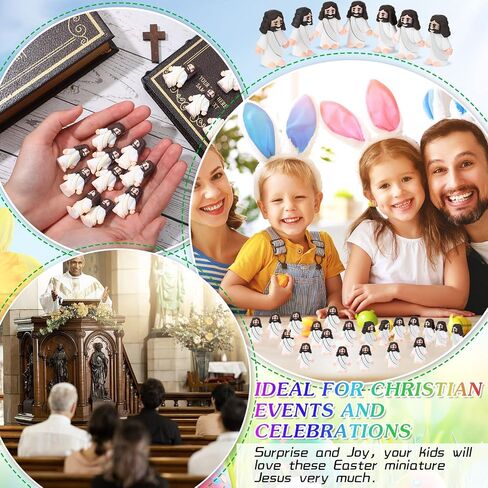 Bememo 100 Pcs Jesus Toys Original Design Mini Rubber Little Jesus Figurine to Hide and Seek Religious Party Favors Sunday School Craft Baptism Gifts for Easter Egg Stuffers(Multicolor) in Kuwait