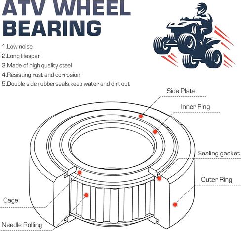 Rear Left or Right ATV Wheel Bearing Set for Polaris Ranger, Sportsman, RZR 400 450 500 570 600 700 800 900 1000, Replace for 3514635, 3514917, 3515087, 3585502, 2 Pcs in Saudi Arabia