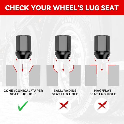 20 PCS 14x1.5 Pitch Studs Wheel Lug Nuts, 1.5 inch Height OEM Factory Style Acorn Seat Lug Nuts, Black Finish, 7/8" Hex, 60 Degree Conical Seat in Kuwait