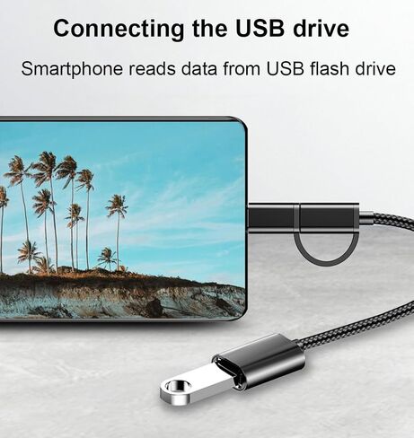 محول USB C/Micro إلى USB OTG 2 في 1، كابل محول USB إلى Android، متوافق مع MacBook Pro Android Google Samsung Galaxy S21 S22 S23 Note 20/10 A53 والمزيد، أسود in Kuwait