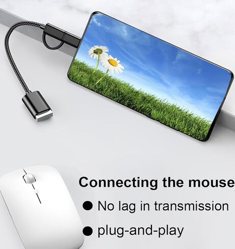 محول USB C/Micro إلى USB OTG 2 في 1، كابل محول USB إلى Android، متوافق مع MacBook Pro Android Google Samsung Galaxy S21 S22 S23 Note 20/10 A53 والمزيد، أسود in Kuwait