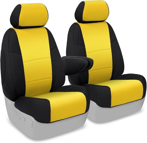 غطاء مقعد أمامي مخصص من Coverking مقاس 50/50 لموديلات مختارة من Toyota FJ Cruiser - النيوبرين (أصفر مع جوانب سوداء) in Kuwait