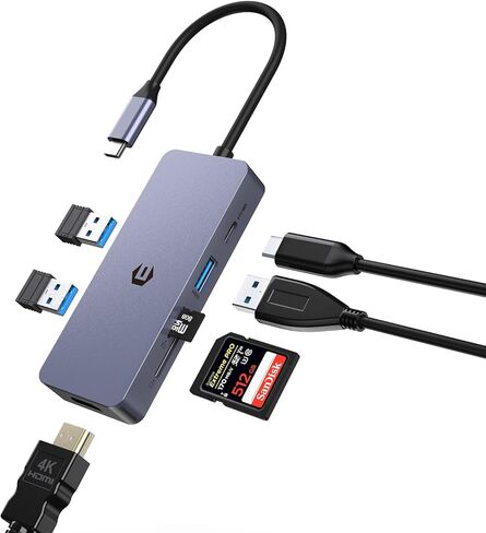 موزع USB C 7 في 1، محول USB C مع شاشة HDMI مزدوجة 4K، شحن PD 100 واط، USB 3.0 5 جيجابت في الثانية، SD/TF، ​​دونجل USB C إلى HDMI متعدد المنافذ لأجهزة الكمبيوتر المحمول، XPS، السطح in Saudi Arabia