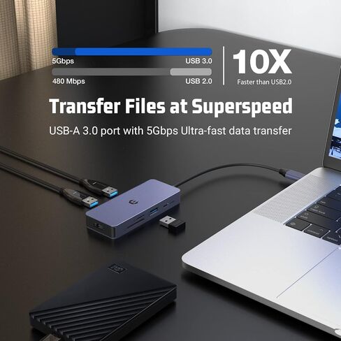 موزع USB C 7 في 1، محول USB C مع شاشة HDMI مزدوجة 4K، شحن PD 100 واط، USB 3.0 5 جيجابت في الثانية، SD/TF، ​​دونجل USB C إلى HDMI متعدد المنافذ لأجهزة الكمبيوتر المحمول، XPS، السطح in Saudi Arabia