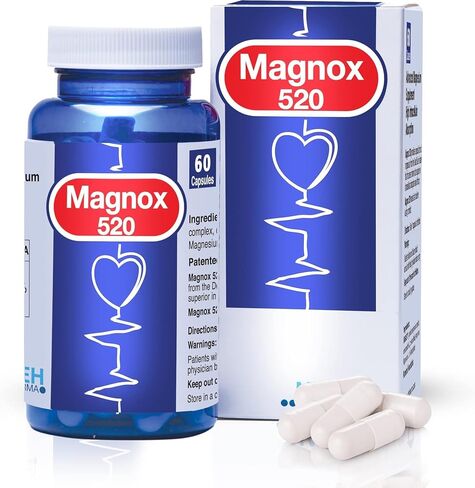 MAGNOX® 520 | Magnesium Supplement 520mg of High Absorption Magnesium for Men & Women with Dead Sea Minerals | Proven 3X More Absorption | Patented Formula | Sleep & Muscle Pain Relief (60 Vegan Caps) in Saudi Arabia
