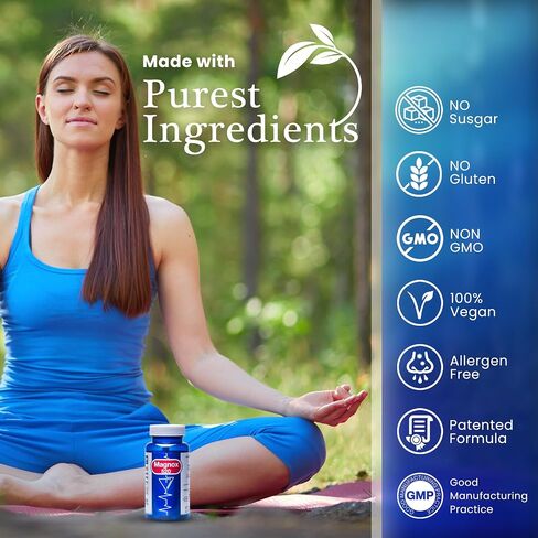 MAGNOX® 520 | Magnesium Supplement 520mg of High Absorption Magnesium for Men & Women with Dead Sea Minerals | Proven 3X More Absorption | Patented Formula | Sleep & Muscle Pain Relief (60 Vegan Caps) in Saudi Arabia