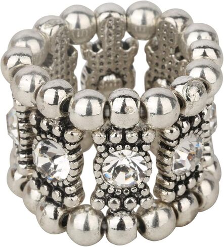 Women's Stretch Band Rings Fit Finger Size 6-1/2 To 9 - Soft Elastic Band Perfect for Arthritis - Silk Scarf Holders - Lead & Nickle Free - 4/5 Inch Wide in Kuwait