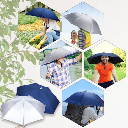 4 Pcs 35.4 Inch Oversize Umbrella Hats Adjustable Hand Free Umbrellas Fishing Head Umbrellas 7 Ribs Foldable UV Protection Waterproof Umbrella Caps for Women Men Beach Garden Sunshade Outdoor in Saudi Arabia